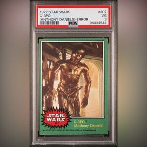 1977 Star Wars #207 C3PO Anthony Daniels Error GOLDENROD PSA 3 FRESHLY GRADED